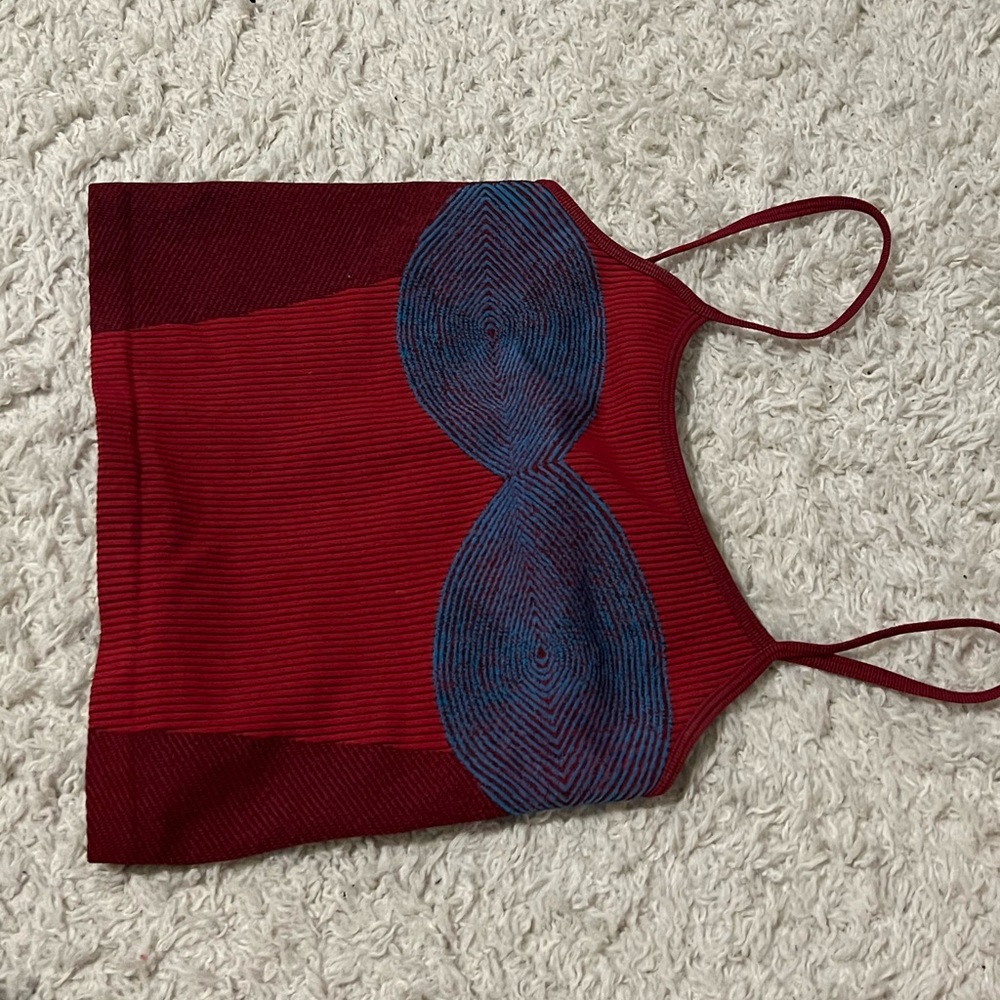 Zara Red and blue Body Print Cami tag says size xs-s